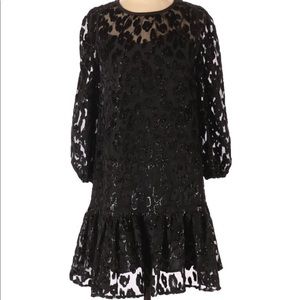 J. Crew Black Velvet Illusion Print Shift Dress